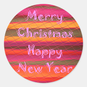 Sticker Rond Merry Christmas Happy
