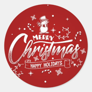 Sticker Rond Merry Christmas - Happy Holidays