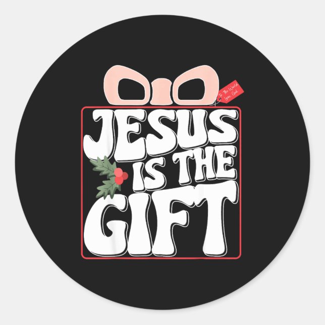 Sticker Rond Merry Christmas Jesus Is The Gift To The World Chr (Devant)
