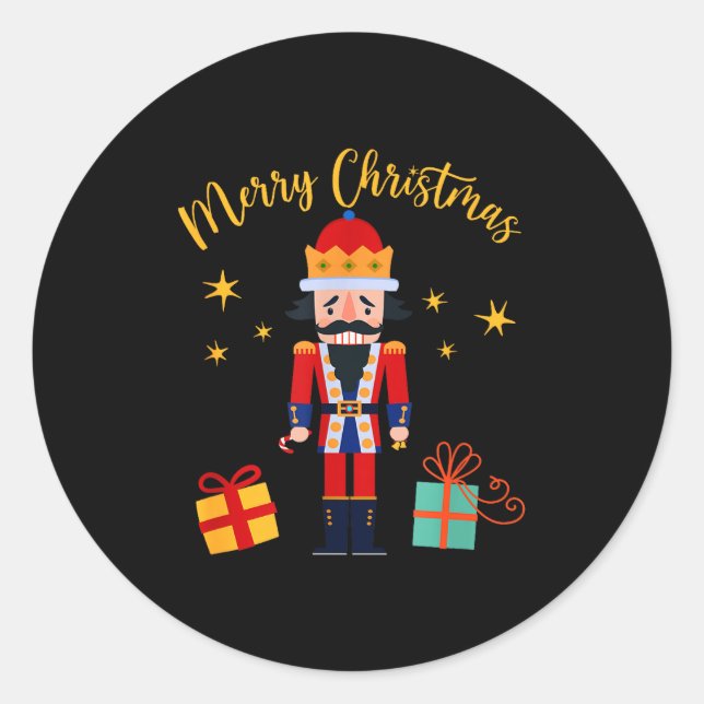 Sticker Rond Merry Christmas - Nutcracker  (Devant)