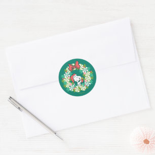 Sticker Rond Merry Christmas Peppermenthe Holiday Wreath