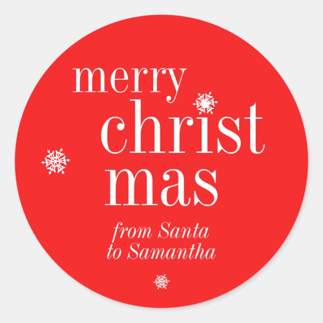 Sticker Rond Merry Christmas Snow (Devant)