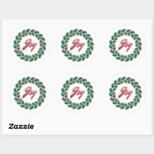 Sticker Rond Merry Christmas Wreath Design : Joie