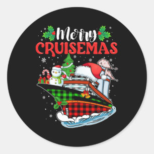 Sticker Rond Merry Cruisemas Croisière de Noël en Famille Amuse