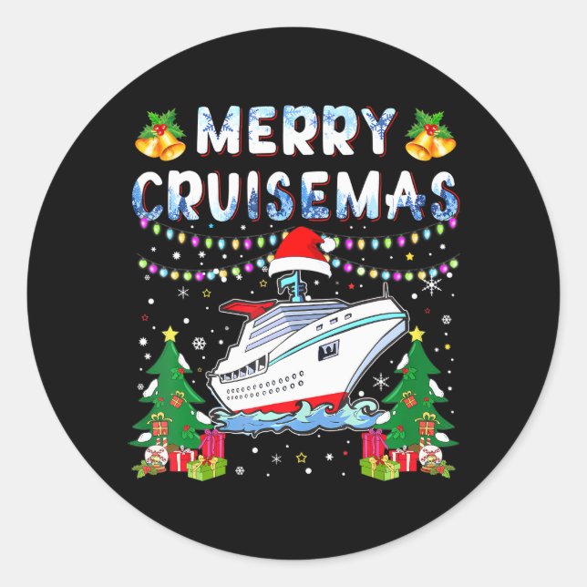 Sticker Rond Merry Cruisemas Famille Croisière Noël 2023 (Devant)