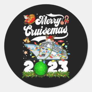 Sticker Rond Merry Cruisemas Famille Croisière Noël 2023 Amusan