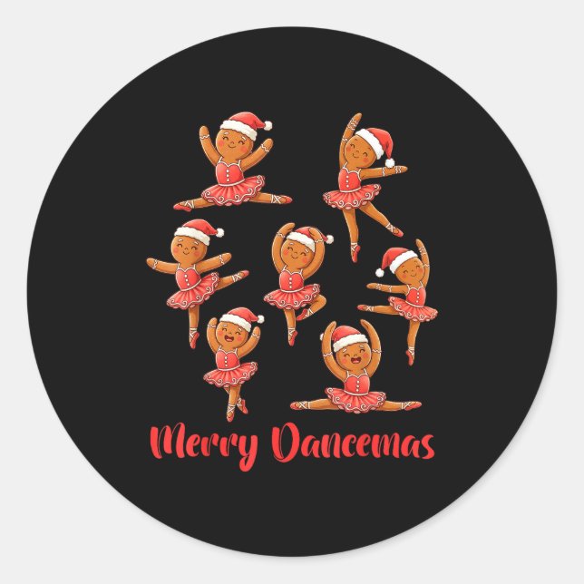 Sticker Rond Merry Dancemas Ballet Dancer Gingerbread Teacher C (Devant)