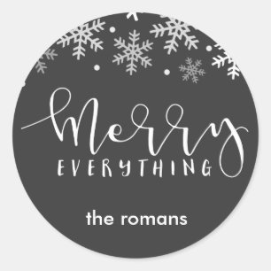 Sticker Rond Merry Everything Holiday Snowflake GIft