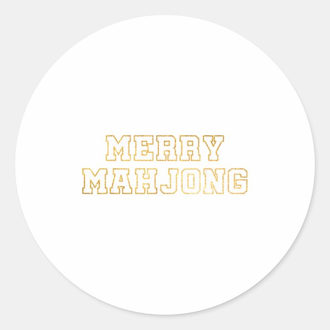 Sticker Rond Merry Mahjong Christmas Mahj Holiday Party Women M (Devant)