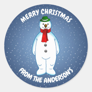 Sticker Rond Merry Snowman