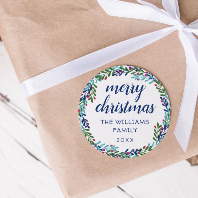 Sticker Rond Merveille de Noël bleu et rose (Créateur téléchargé)