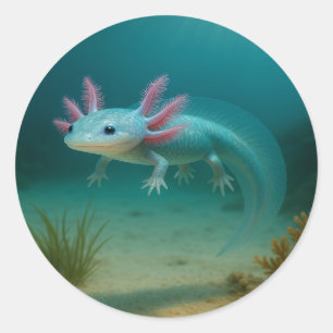 Sticker Rond Merveille sous-marine : l'Axolotl