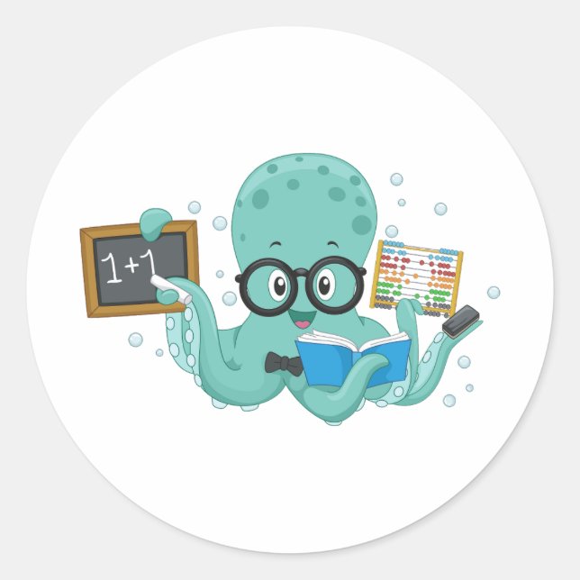 Sticker Rond Merveilles à huit bras : collection octo-bâche (Devant)