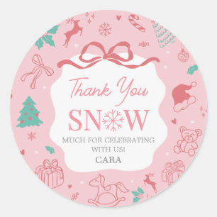 Sticker Rond Merveilleux Premier Anniversaire Rose Hiver