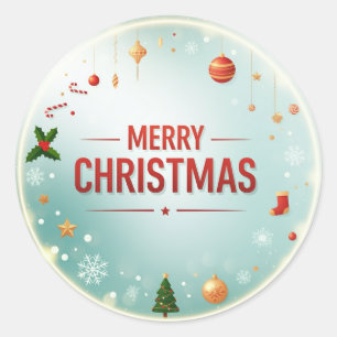 Sticker Rond Mery Noël avec des éléments de Noël