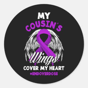 Sticker Rond Mes ailes de Cousin couvrent Mon coeur en fin de s