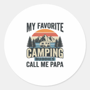 Sticker Rond Mes copains de camping préférés m'appellent Papa S