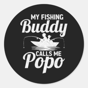 Sticker Rond Mes Épouses De Pêche M'Appelle Popo Fête des pères