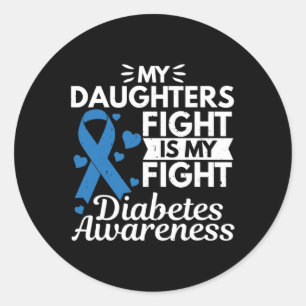 Sticker Rond Mes Filles Combattre Est Mon Combattre Le Diabète