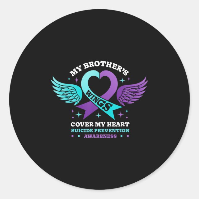 Sticker Rond Mes frères ailes couvrent mon coeur la prévention  (Devant)