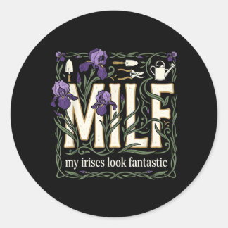 Sticker Rond Mes iris ont l'air sodastiques Humour de jardinier