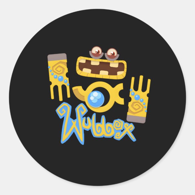 Sticker Rond Mes Monstres Chantant Wubbox Bleu Petit (Devant)