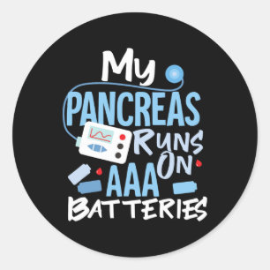 Sticker Rond Mes Pancréas Fonctionnent Sur Des Batteries Aaa Ty