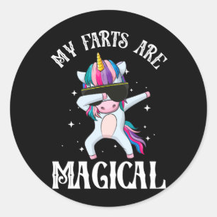 Sticker Rond Mes Pâtes Sont Magique Unicorne Dabbing Gag Fartin