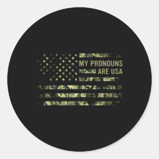 Sticker Rond Mes Pronounours Sont Américains 4 juillet Drapeau