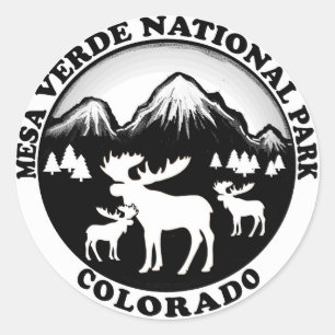 Sticker Rond Mesa Verde Nat Park Colorado cercle noir blanc