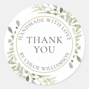 Sticker Rond Message de remerciement personnalisé Floral de ver