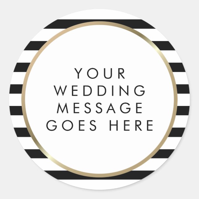 Sticker Rond Message Mariage en or noir et blanc (Devant)