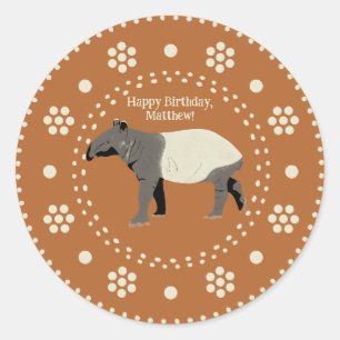 Sticker Rond Message personnalisé Tapir malais ou asiatique
