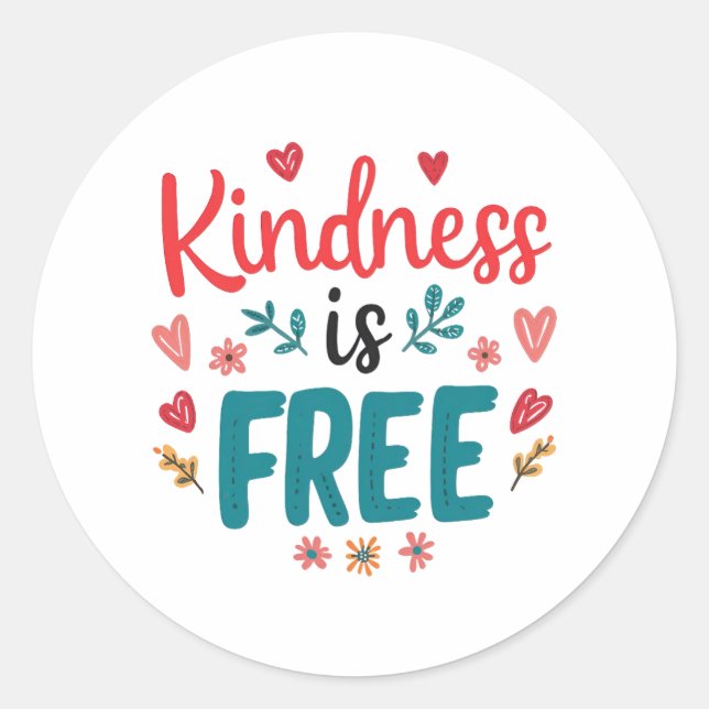 Sticker Rond Message positif "Be Kind" avec les coeurs (Devant)