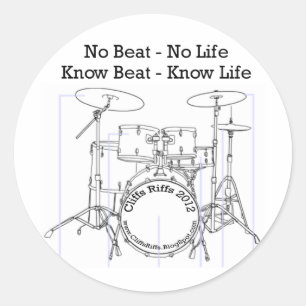 Sticker Rond Message positif pour les batteurs, les musiciens, 