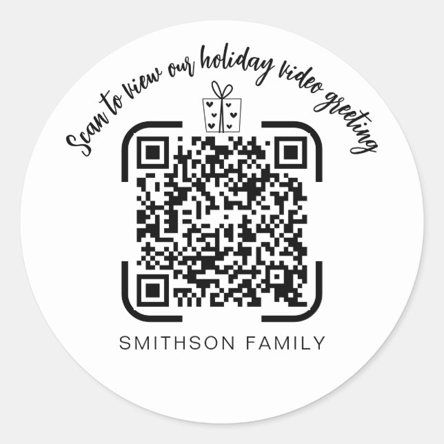 Sticker Rond Message vidéo famille Code QR Cadeau de Noël (Devant)