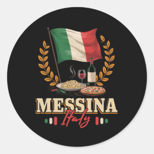 Sticker Rond Messine Italie Souvenir Messine Vacances Drapeau I