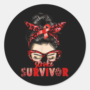 Sticker Rond Messy Bun Stroke Survivor Warrior Stroke Sensibili