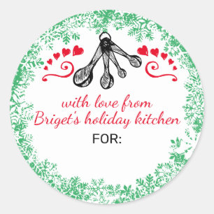 Sticker Rond Mesure cuillères cookies de Noël personnalisées