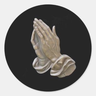 Sticker Rond Métal Peint Regarder Les Mains De Prière