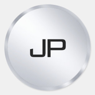 Sticker Rond Métallurgique Look Mono gramme Modèle élégant