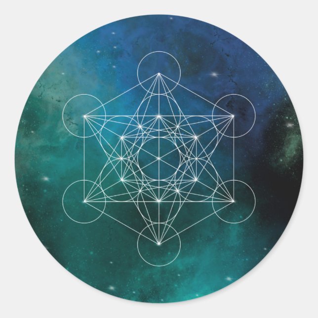 Sticker Rond Metatron, chakra, zen, géométrique sacrée, ange, é (Devant)
