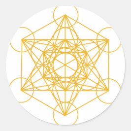 Sticker Rond Métatron Cube Or