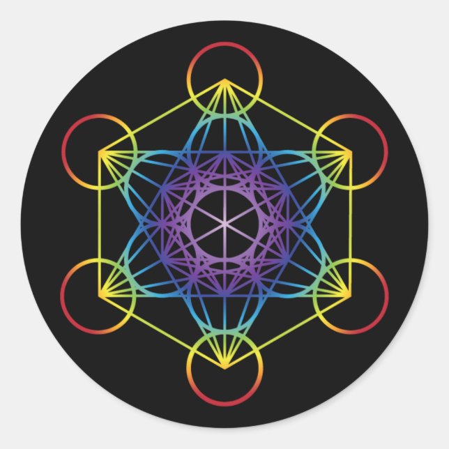 Sticker Rond Metatron's Cube - Rainbow Version (Devant)