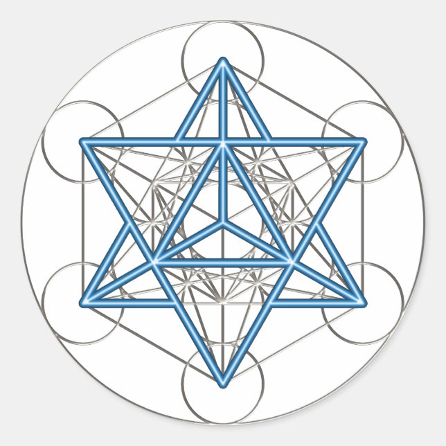 Sticker Rond Metatrons Würfel - Merkaba - Stern Tetraeder (Devant)