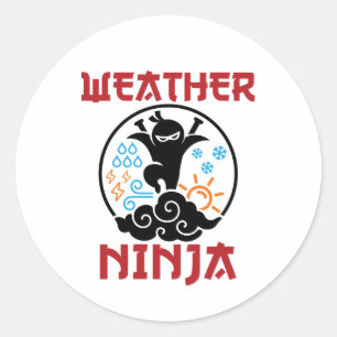 Sticker Rond Météo Météorologue Ninja Météorologie Météorologue