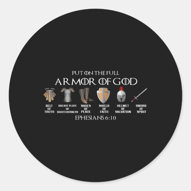 Sticker Rond Mets Sur L'Armure Complète De La Ceinture De Dieu  (Devant)