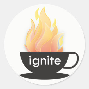Sticker Rond Mettez à feu : L'autocollant blanc