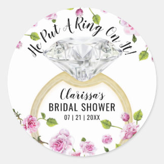 Sticker Rond Mettez un anneau dessus Fleur moderne de diamant