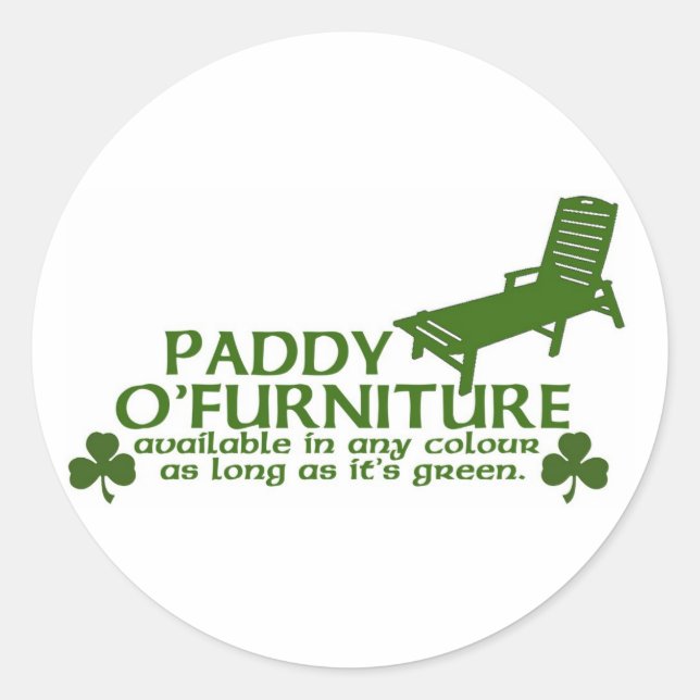 Sticker Rond Meubles Paddy O - Amusant Design Irlandais - St Pa (Devant)